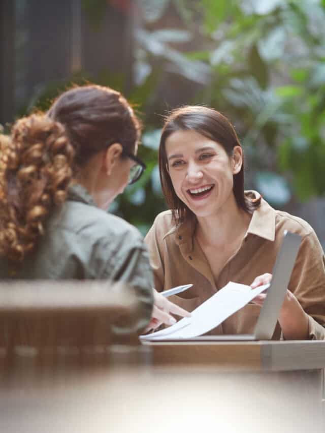 Two women having a casual business meeting.